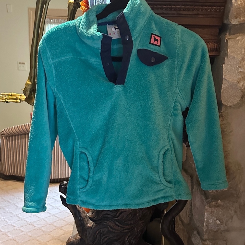 Big Dog kids medium Teal Fleece Pullover with Button Accents